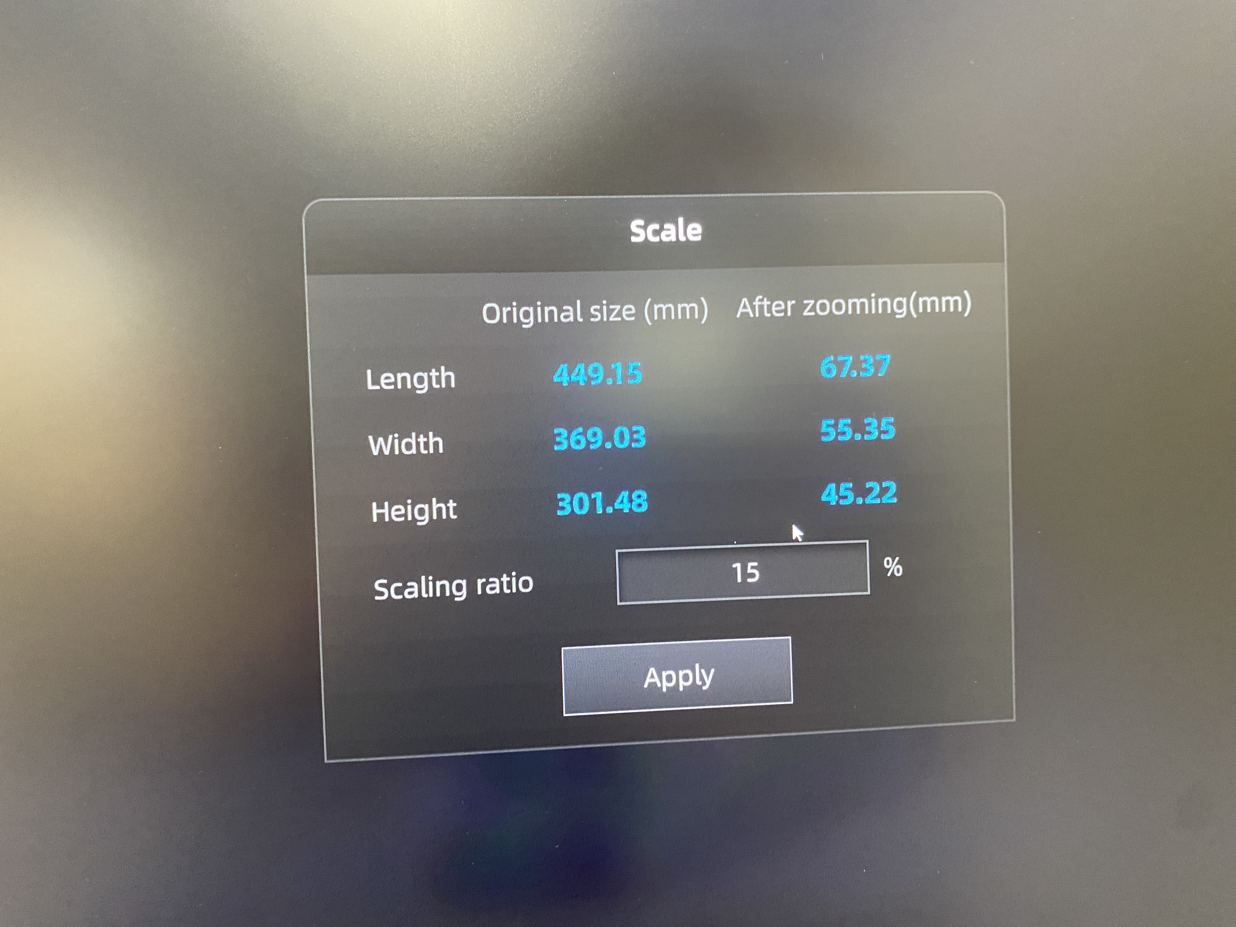 Scaled by 15%